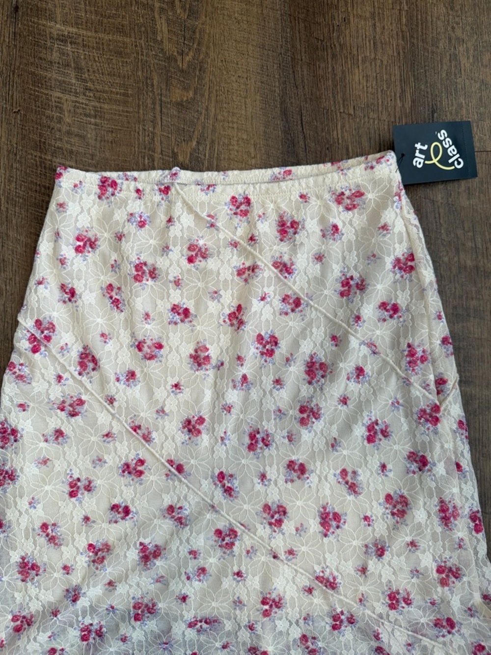 NWT Art Class Girls Floral Asymmetrical Pink Lace Midi Skirt Size Large 10/12 - Picture 3 of 11
